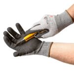 PIP G-Tek PolyKor 16-150 Cut-Resistant Gloves – PU Coated Palm & Fingers, Gray Polyester – Large, 9.4