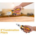 INGCO 3 Piece Pliers Set, Combination, Long Nose & Diagonal Cutting Pliers (HKPS08318) - Image 6