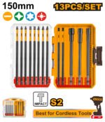 INGCO 13 Piece Impact Screwdriver Bit Set, 150mm S2 Magnetic Bits (AKDL01306)