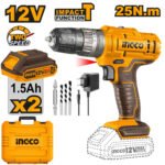 INGCO 12V 25nm Cordless Impact Drill, 10mm Keyless Chuck (CIDLI1228)