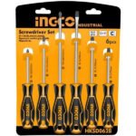 INGCO 6 Piece Screwdriver Set, CR V Professional Slotted & Phillips Screwdrivers (HKSD0628)