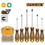 INGCO 6 Piece Screwdriver Set, CR V Professional Slotted & Phillips Screwdrivers (HKSD0628) - Image 3