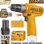 INGCO 12V Cordless Drill 20Nm, 10mm Keyless Chuck (CDLI12456)