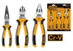 INGCO 3 Piece Pliers Set, Combination, Long Nose & Diagonal Cutting Pliers (HKPS08318) - Image 4