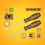 INGCO 2 Piece Magnetic Screwdriver Set, S2 Steel Phillips & Slotted (HKSDS0228) - Image 3