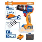 WADFOW 20V Brushless Cordless Impact Drill 62Nm, 13mm Metal Chuck (WCDP6281)